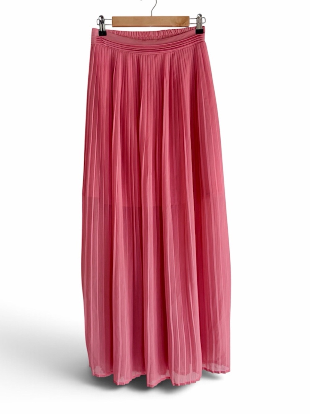 White House Black Market Peach Pleated Chiffon Maxi Skirt Size XS